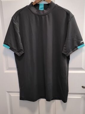 Men's Druids Short Sleeve Performance Shirt - Charcoal with Teal Accents‎ Size L